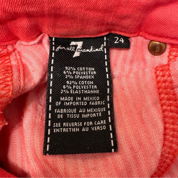 7 for all mankind Salmon Jeans Size 24 - Picture 4 of 5